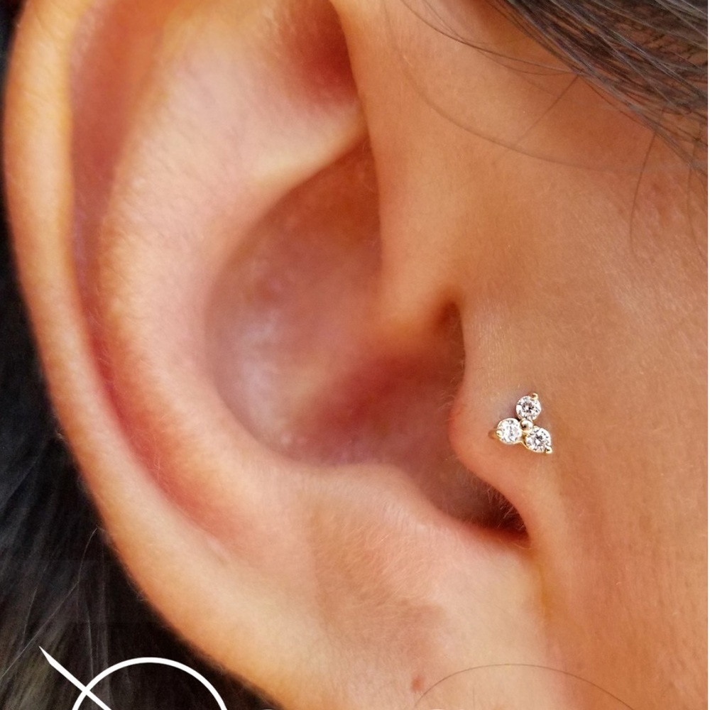 14k Gold Trinity CZ Threadless End